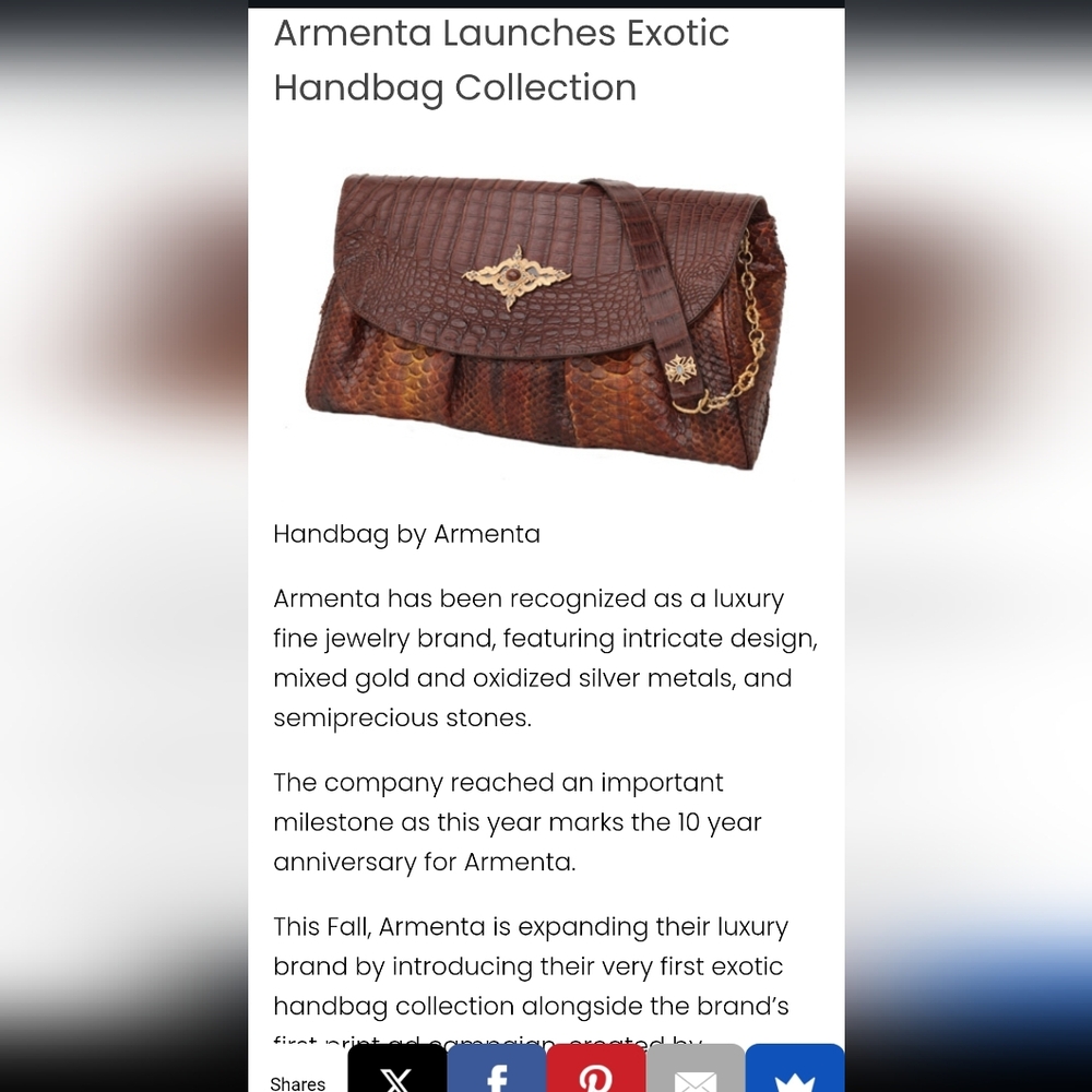 Armenta Python Snakeskin Bag Ultra Rare - Picture 7 of 16
